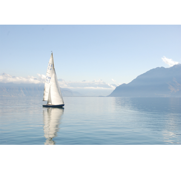 Sailing boat peaceful sea under the sea wall mural - TenStickers