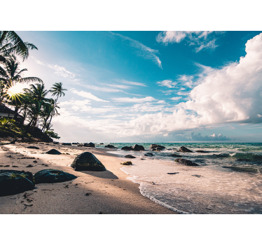 Tropical Beach Sunset sea wall mural - TenStickers