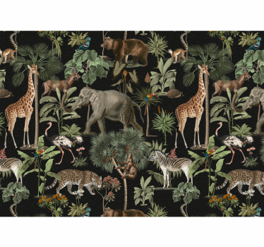 Wild animals with palms nordic style Children Wall Murals - TenStickers