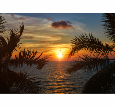 Waves and the sun under the sea wall mural - TenStickers