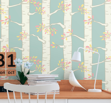 Birch forest in scandinavian style forest mural wallpaper - TenStickers