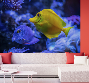 blue and Yellow fishes  animal wall mural - TenStickers