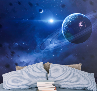 Blue Universe with Stars space mural wallpaper - TenStickers