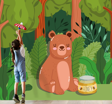 Childrens bedroom wall mural adorable bear art - TenStickers