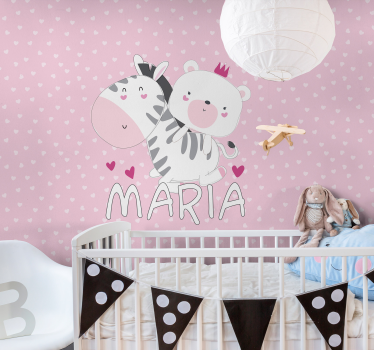 Childrens bedroom wall mural cute animal friends - TenStickers