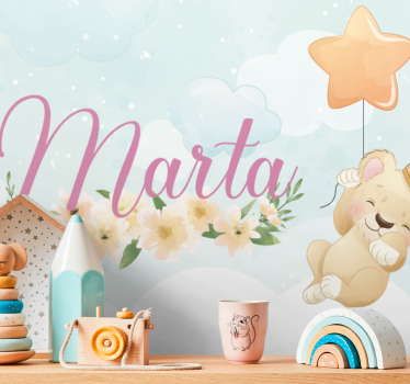 Childrens bedroom wall mural cute lion balloon - TenStickers