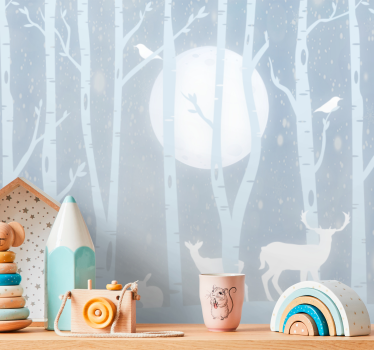 Childrens bedroom wall mural deer and moon - TenStickers