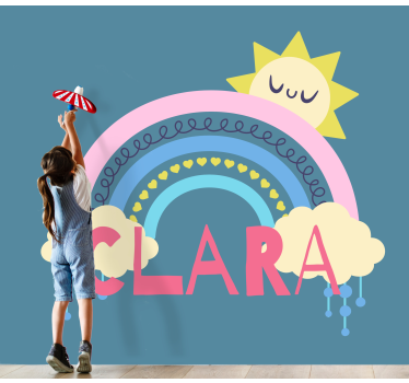 Childrens bedroom wall mural joyful rainbow design - TenStickers