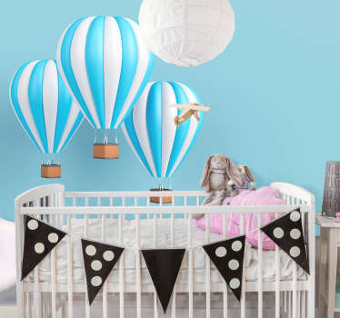 Childrens bedroom wall mural skyward hot air balloons - TenStickers