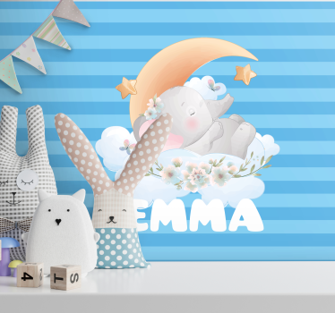 Childrens bedroom wall mural sleeping elephant design - TenStickers