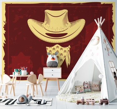 Childrens bedroom wall mural cowboy hat and bandana - TenStickers