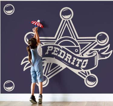 Childrens bedroom wall mural custom sheriff badge - TenStickers