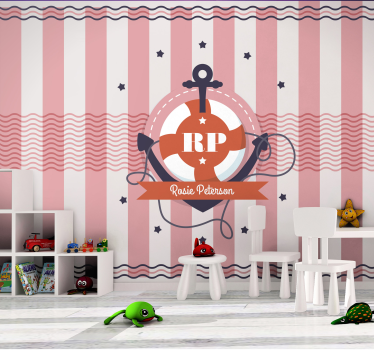 Childrens bedroom wall mural personalized nautical theme - TenStickers