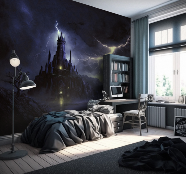 Dark Castle and Storm fantasy wall - TenStickers