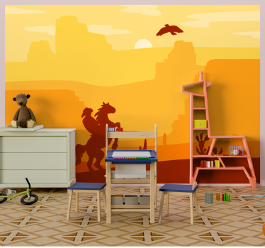 Childrens bedroom wall mural cowboy on horse - TenStickers