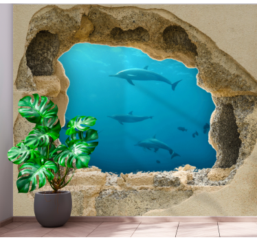 Dolphin Underwater Scene sea wall mural - TenStickers