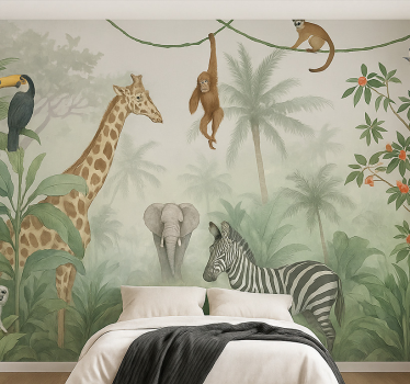 Elegant safari animals murals for teenage bedrooms - TenStickers