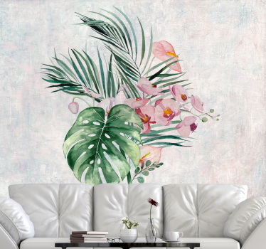 Flowers wall mural tropical floral design - TenStickers