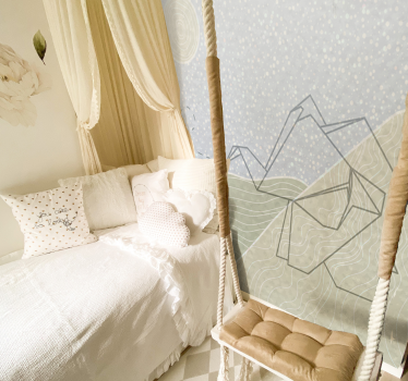 Japandi elephants design childrens bedroom wall mural - TenStickers