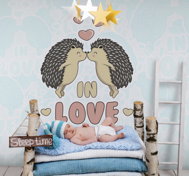 Childrens bedroom wall mural hedgehog love display - TenStickers