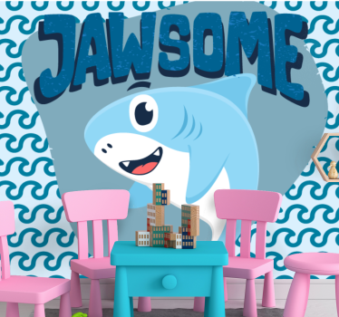 Jawsome Shark Character childrens bedroom wall mural - TenStickers