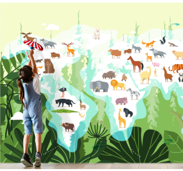 Nordic worldmap for kids world map wall mural - TenStickers