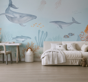 Pastel aquatic life murals for teenage bedrooms - TenStickers