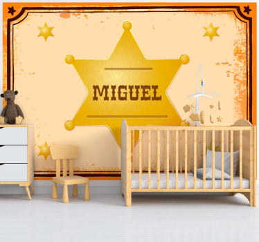 Personalized Sheriff Star childrens bedroom wall mural - TenStickers