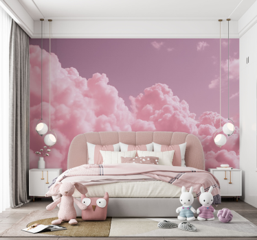 Pink Fluffy Clouds Children's Wall Mural - TenStickers