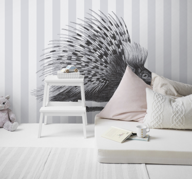 Porcupine art black and white Wall Murals for Bedrooms - TenStickers