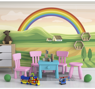 Rainbow over the fields Children´s Wall Murals - TenStickers