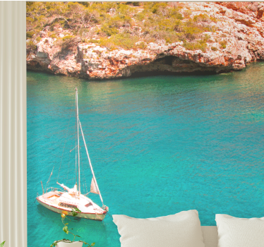 Sailing boat ocean sea wall mural - TenStickers