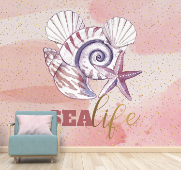 Sea wall mural sea shell starfish - TenStickers