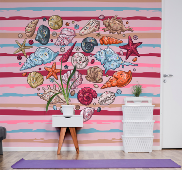 Childrens bedroom wall mural shells and sea life - TenStickers