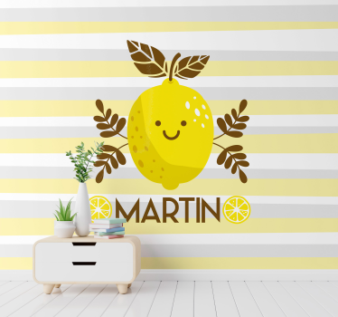 Childrens bedroom wall mural smiling lemon decor - TenStickers