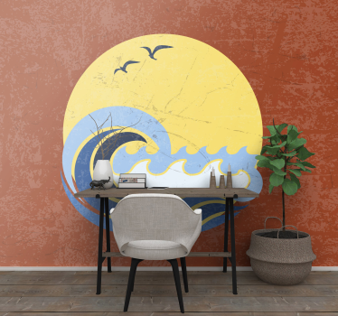 Sun, Beach and Wave vintage mural - TenStickers