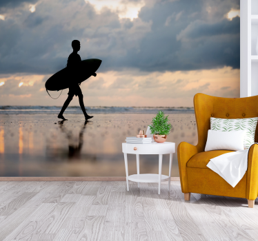 Surfer Silhouette landscape wall mural - TenStickers