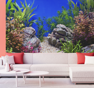 Underwater stones and plants landscape wall mural - TenStickers