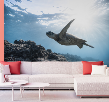 Underwater turtle swimming animal wall mural - TenStickers