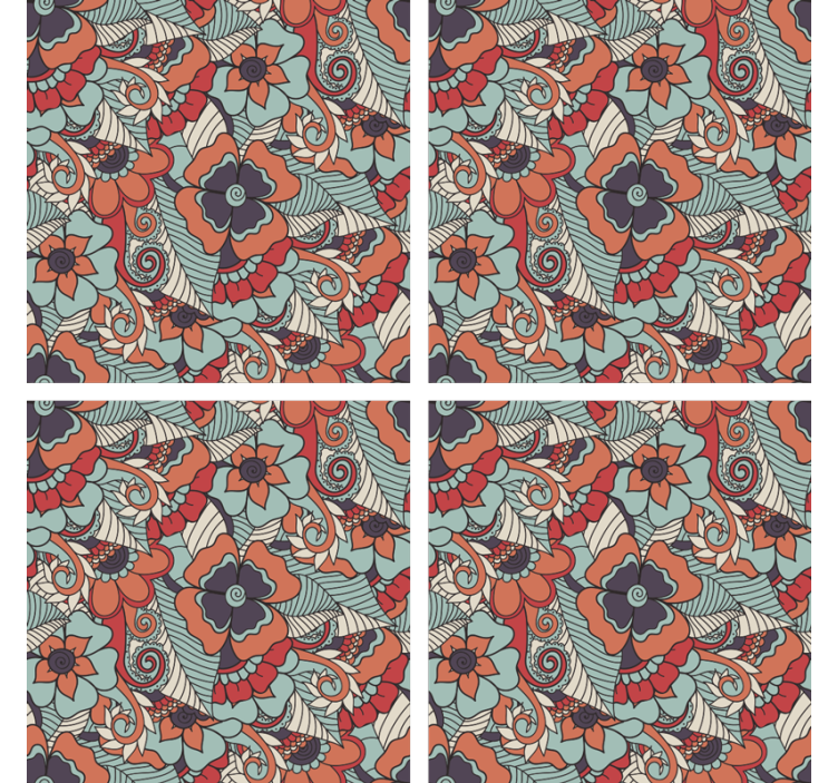 Texture coaster floral print design - TenStickers