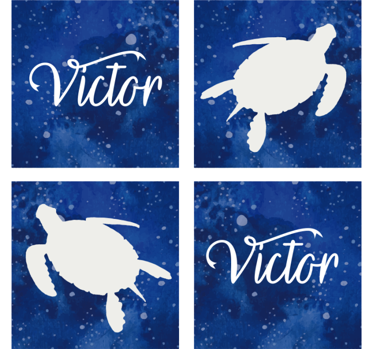 Customisable coasters blue turtle silhouette - TenStickers