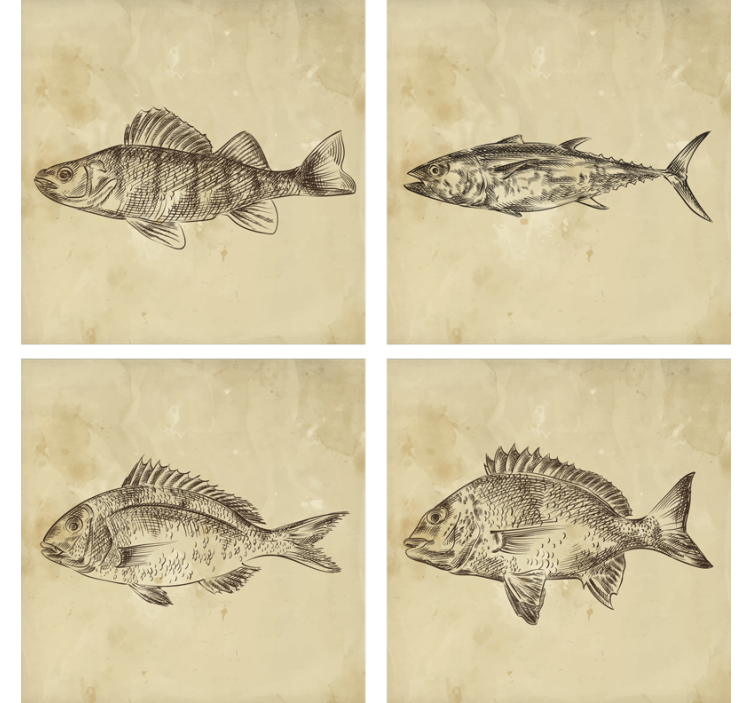 Fabulous vintage drawn fish coaster - TenStickers