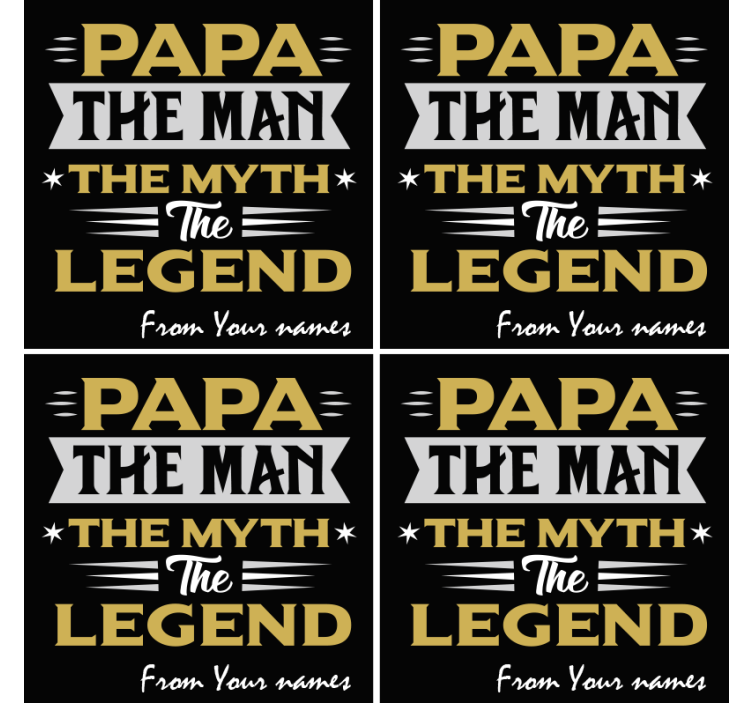 Papa Myth Legend text coasters - TenStickers