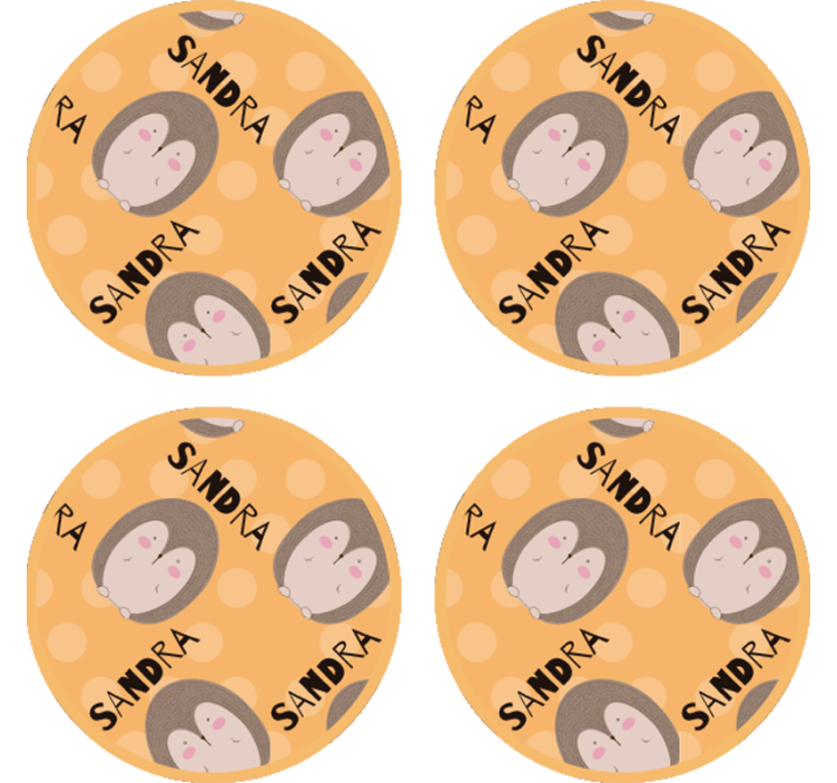 Customisable coasters cute hedgehog design - TenStickers