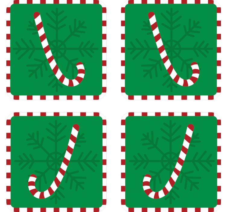 Christmas coasters candy cane snowflake pattern - TenStickers