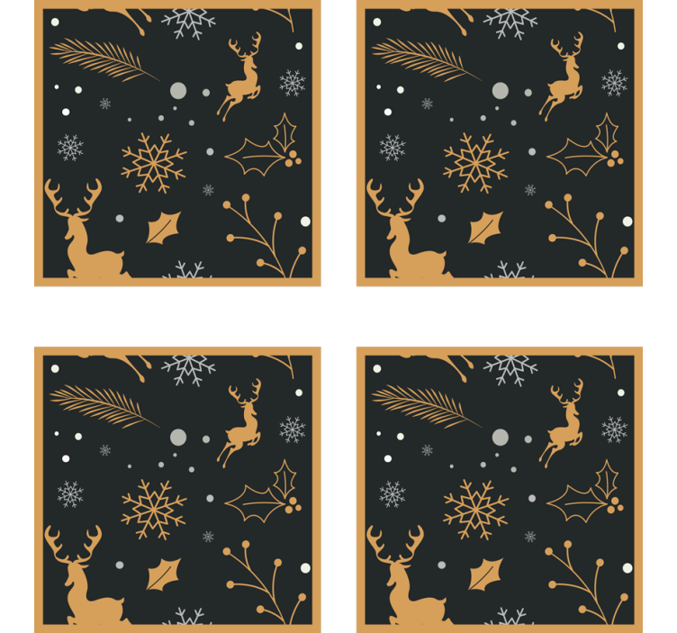 Christmas coasters gold reindeer and snowflakes - TenStickers