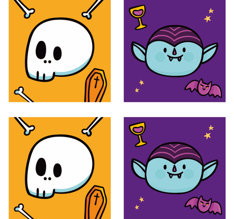 Halloween coasters fun skull vampire faces - TenStickers