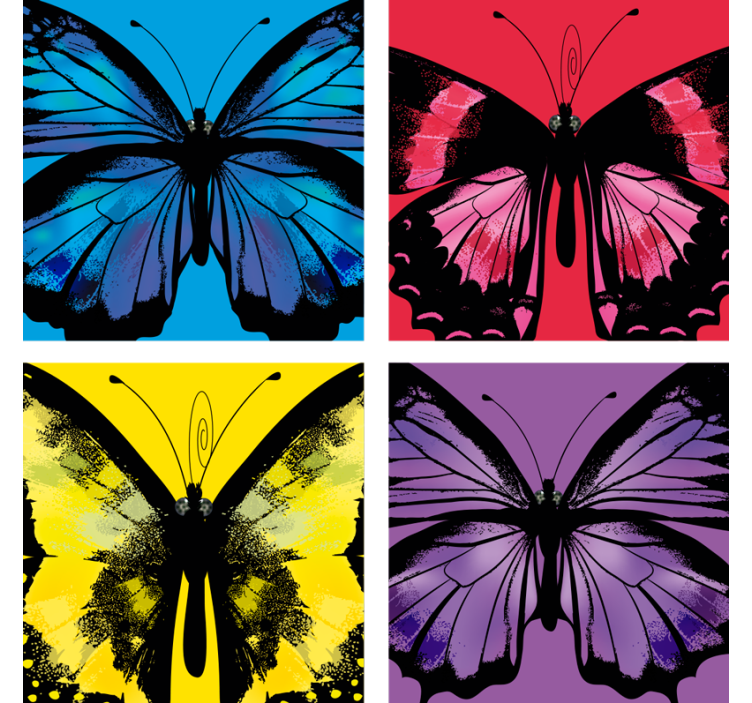 Geek coasters with vibrant butterfly patterns - TenStickers