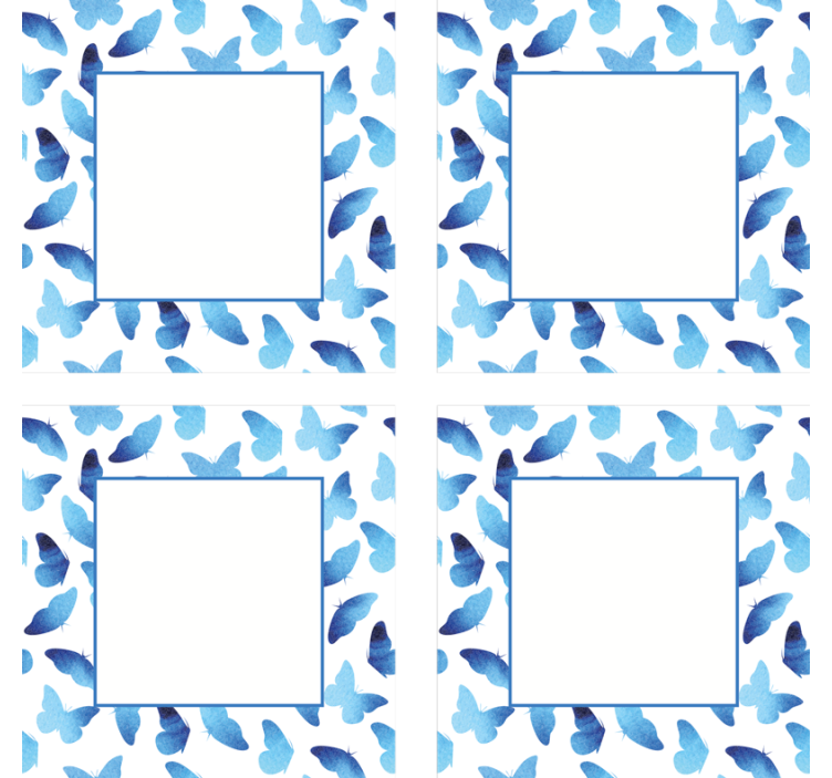 Customisable coasters butterfly pattern blue frames - TenStickers