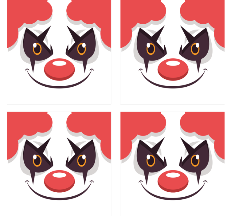 Geek coasters with playful clown face design - TenStickers